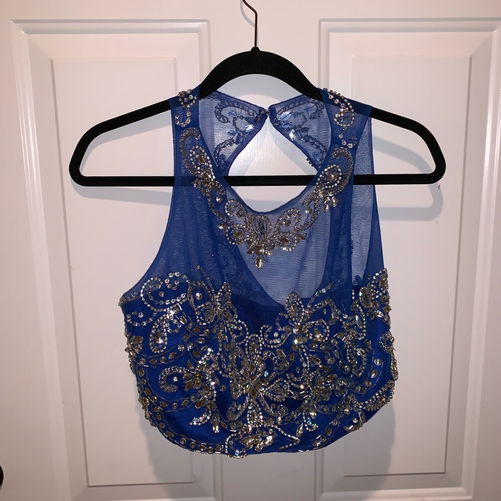 Dark blue beaded Prom dress
